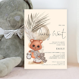 Invitation Boho Chic On Peut Bearly Wait Baby shower