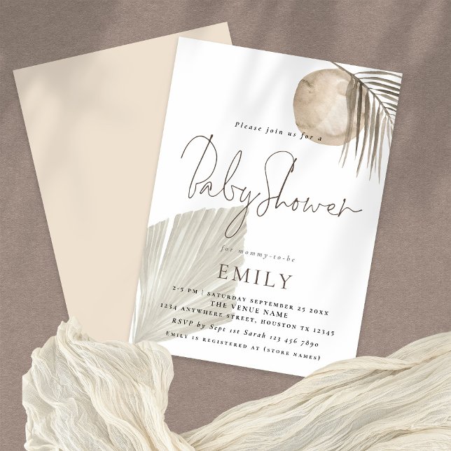 Invitation Boho Chic Pampas Grass Baby shower neutre genre (Créateur téléchargé)