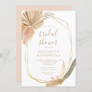 Invitation Boho Chic Pampas Grass Gold Frame Fête des mariées