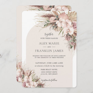 Invitation Boho Chic Pampas Orchidée en herbe Floral Arch Mar