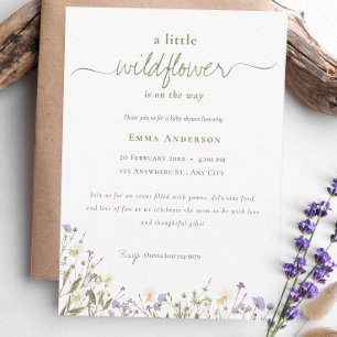 Invitation Boho Chic Petit Baby shower Fleur sauvage