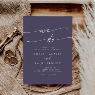 Invitation Boho Chic Plum Purple Nous Faisons Mariage