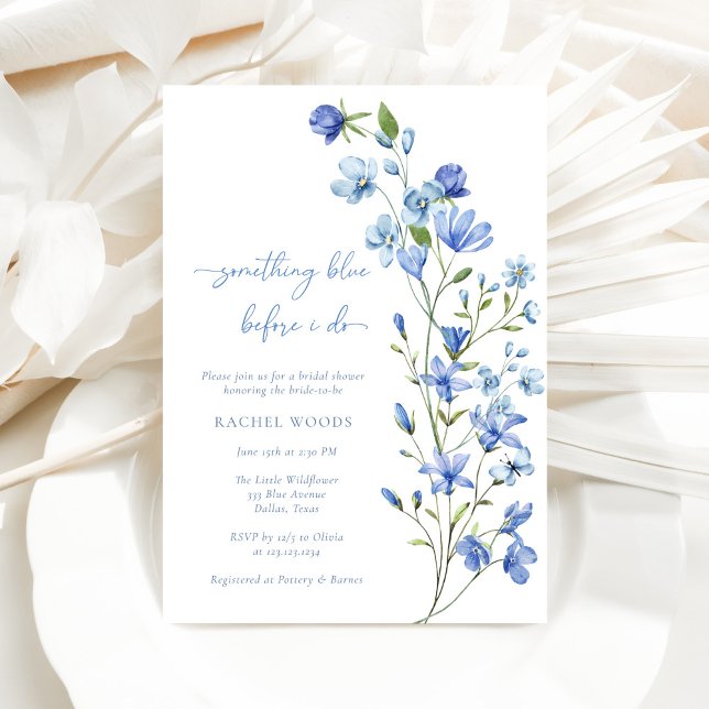 Invitation Boho Chic Quelque chose de bleu Fleur sauvage Fête (Créateur téléchargé)