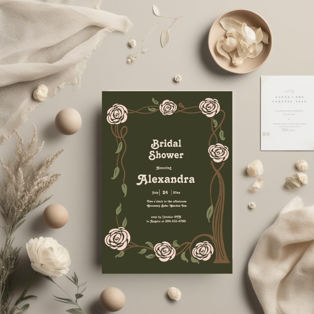 Invitation Boho Chic Retro Floral Retro Bridal Sower (Créateur téléchargé)