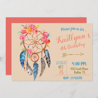 Invitation Boho chic rêve anniversaire