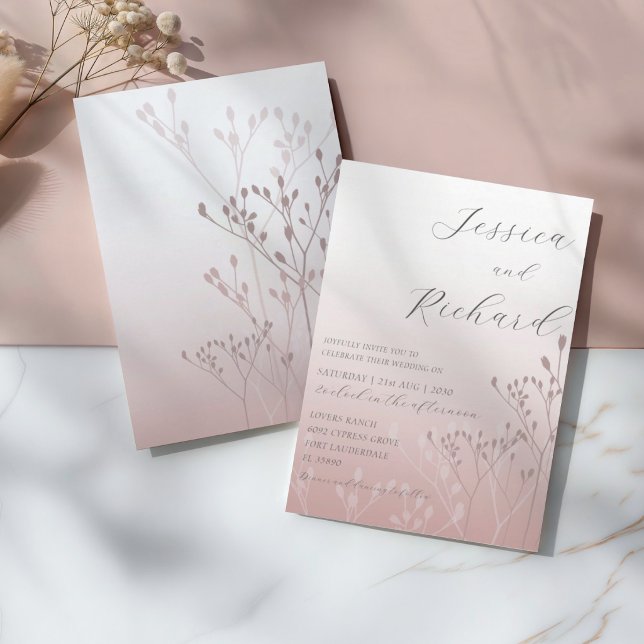 Invitation Boho Chic Rose Gold Mariage botanique (Créateur téléchargé)