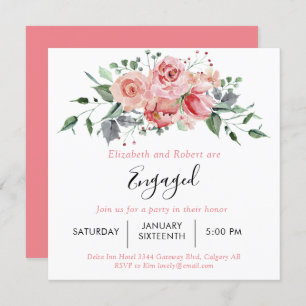 Invitation Boho Chic Rose Rose Rose Rose Blush Engagé Script