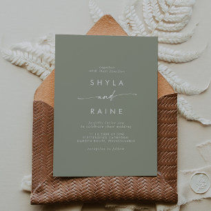 Invitation Boho Chic Sage Vert Mariage Décontracté