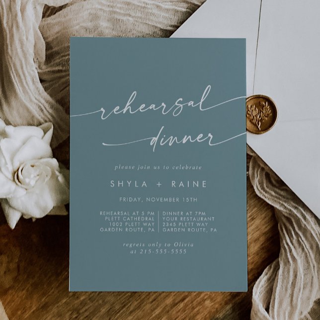Invitation Boho Chic Seafoam Dîner de répétition Mariage Turq (Créateur téléchargé)