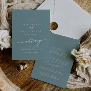 Invitation Boho Chic Seafoam Turquoise avant et arrière Maria