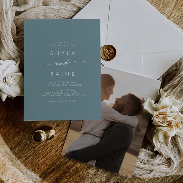 Invitation Boho Chic Seafoam Turquoise Décontracté Photo Mari (Créateur téléchargé)