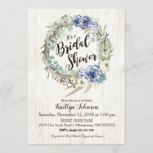 Invitation Boho Chic Succulent Eucalyptus Fête des mariées