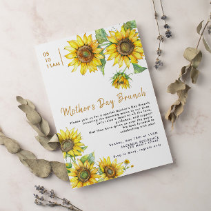 Invitation Boho Chic Sunflowers Fête des mères
