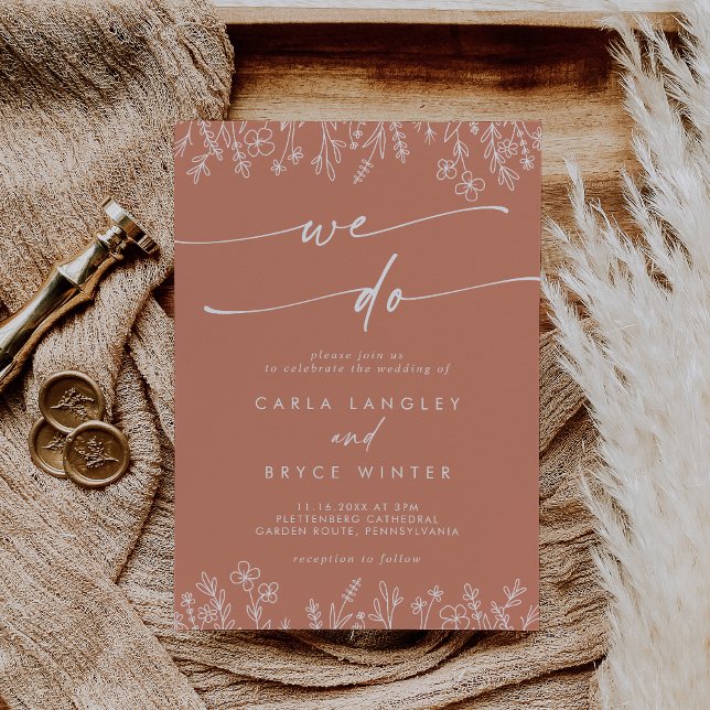 Invitation Boho Chic Terracotta Fleur Sauvage Nous Nous Mario (Créateur téléchargé)