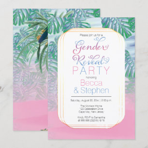 Invitation Boho Chic Tropical Beach Aquarelle Sexe Révéler