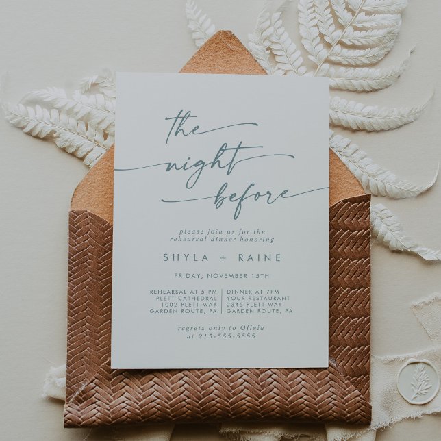 Invitation Boho Chic Turquoise et blanc Dîner de répétition I (Créateur téléchargé)