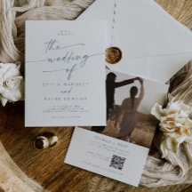 Boho Chic Turquoise et blanc Photo QR Code Mariage