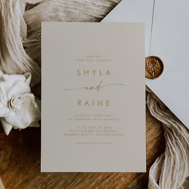 Invitation Boho Chic Vintage Gold Mariage Décontracté (Créateur téléchargé)