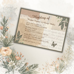 Invitation boho chic vintage mariage de verdure