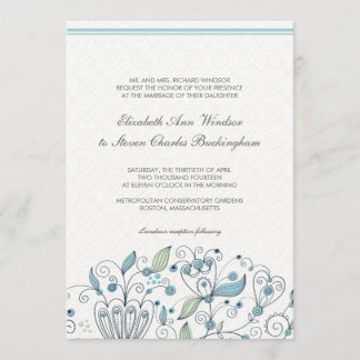 Invitation BOHO Chic Whimsical Garden Wedding Blue