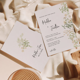 Invitation Boho Chic White Flowers Mariage