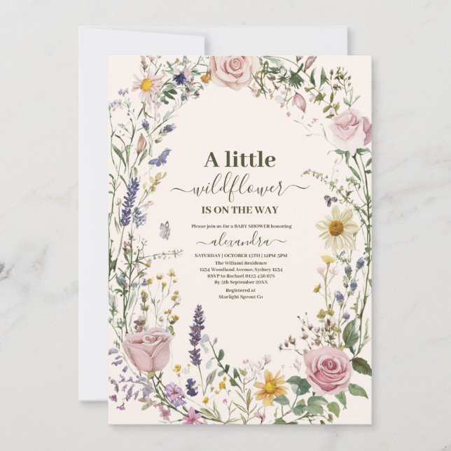 Invitation Boho Chic Wildflower  Baby Shower (Devant)