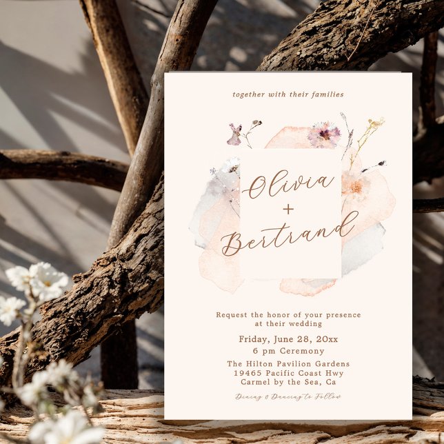 Invitation Boho Chic Wildflower Minimalist Garden Wedding (Créateur téléchargé)