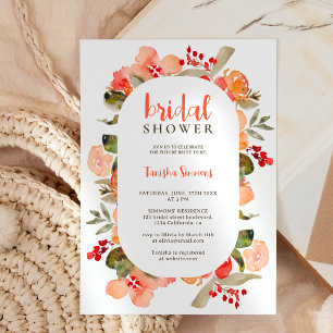 Invitation Boho chute terre cuite script floral douche nuptia