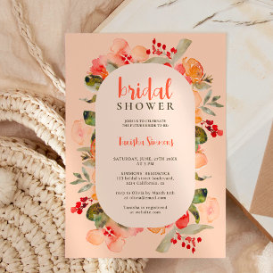 Invitation Boho chute terre cuite script floral douche nuptia