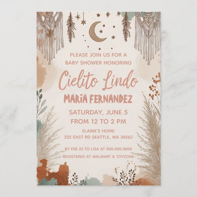 Invitation Boho Cielito Lindo Baby Shower (Devant)