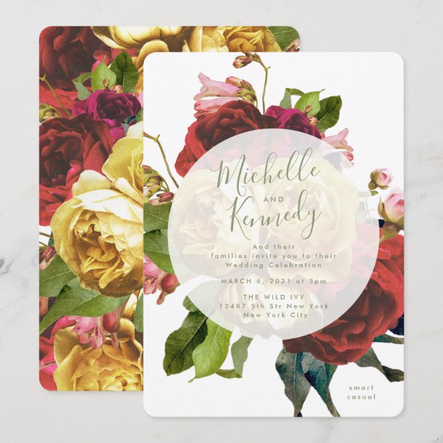 Invitation Boho Circle Rose Mariage (Devant / Derrière)