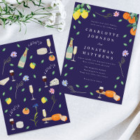 Boho Citron & Vin Mariage Bleu Nuit