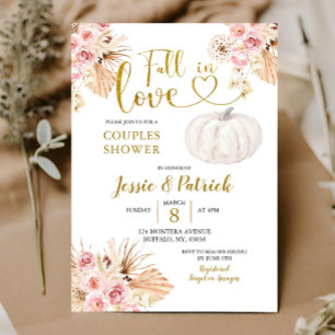 Invitation Boho Citrouille Fall In Love Couple Shower Invitat