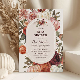 Invitation Boho Citrouille Floral Fall Baby shower