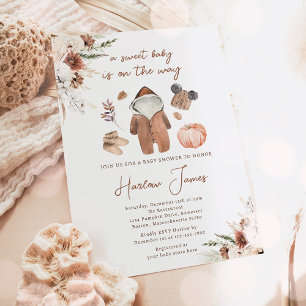 Invitation Boho Citrouille Genre Neutre Baby shower d'automne