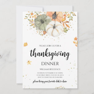 Invitation Boho Citrouille Thanksgiving Dîner