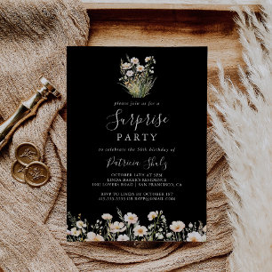 Invitation Boho classique Blush Fleur sauvage Black Surprise