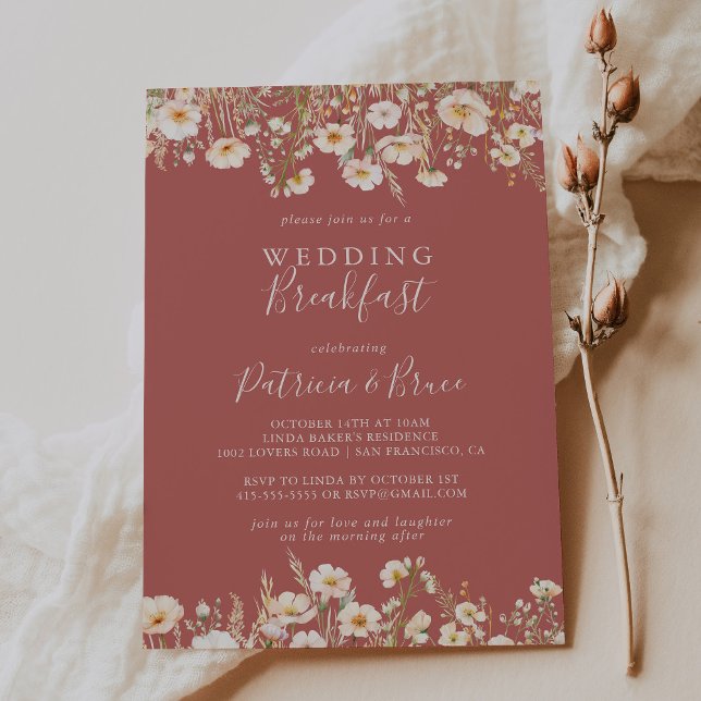 Invitation Boho classique Blush Fleur sauvage Mariage petit d (Créateur téléchargé)