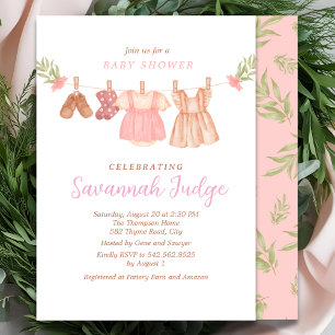 Invitation Boho cloche fille rose clair