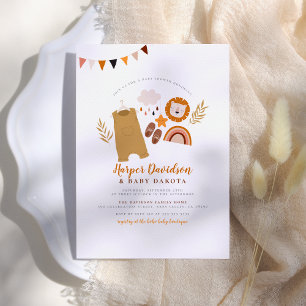 Invitation Boho Clothes & mignon Rainbow Orange Baby shower g