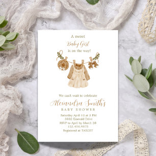 Invitation Boho Clothesline Girl Baby shower