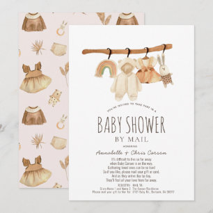 Invitation Boho Clothesline Girl Baby shower par courrier