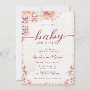 Invitation Boho Coed Bébé Parsemer Beige Tan Genre Neutre