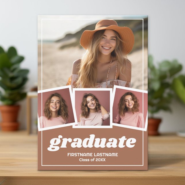 Invitation Boho Color Graduation Party avec 4 photos (Custom Graduation Announcement and Invitation)