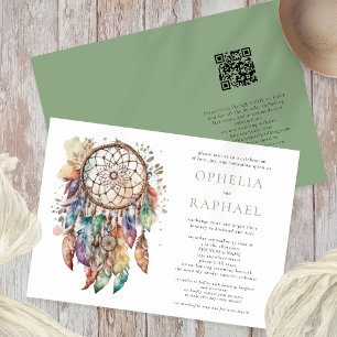 Invitation Boho coloré Dreamcatcher Bohemian Mariage Sage