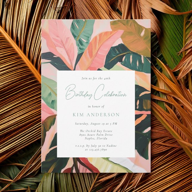 Invitation Boho coloré Tropical Palm fête d'anniversaire (Créateur téléchargé)