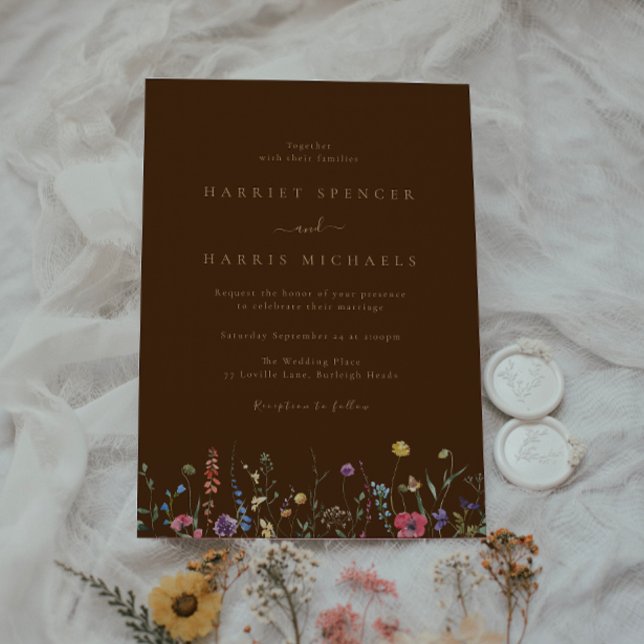 Invitation Boho Colorful Fleur sauvage Mariage (Créateur téléchargé)