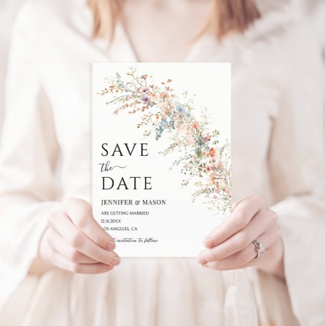 Invitation Boho Colorful Fleur sauvage Spring Enregistrer La  (Créateur téléchargé)