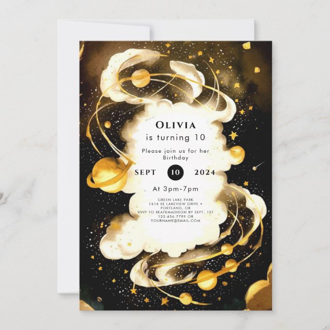 Invitation Boho Comet Space Anniversaire (Devant)