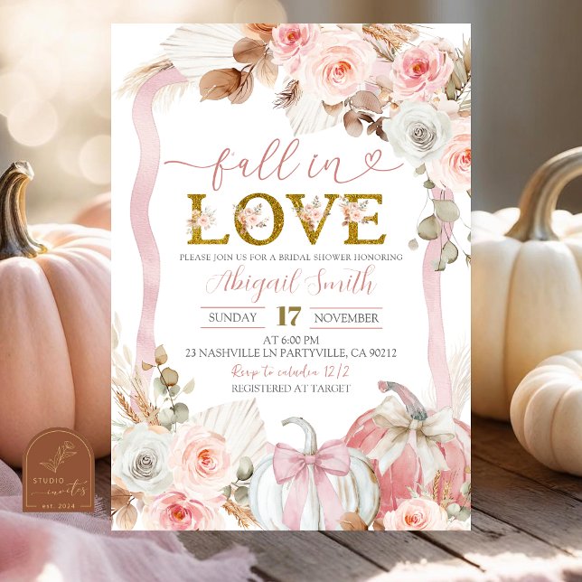 Invitation Boho Coquette Rose Citrouille Fête de Mariage (Créateur téléchargé)